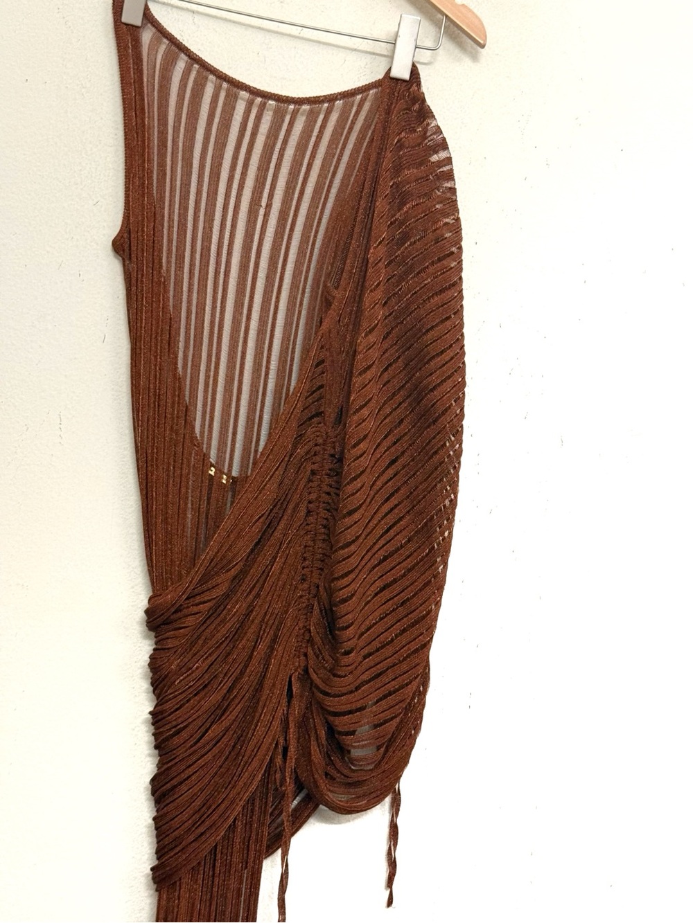 Cult Gaia Kaya Chainmail knit Metallic Midi Dress with Detachable Poncho Sz S - Picture 15 of 17